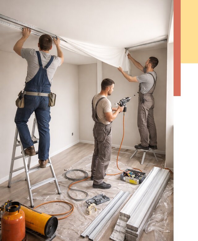 Монтаж натяжного потолка в студии в Арсеньеве от 5654 руб. — быстро и недорого | ОТДЕЛОЧНИК-Рсн