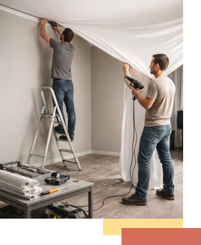 Монтаж натяжного потолка в студии в Арсеньеве