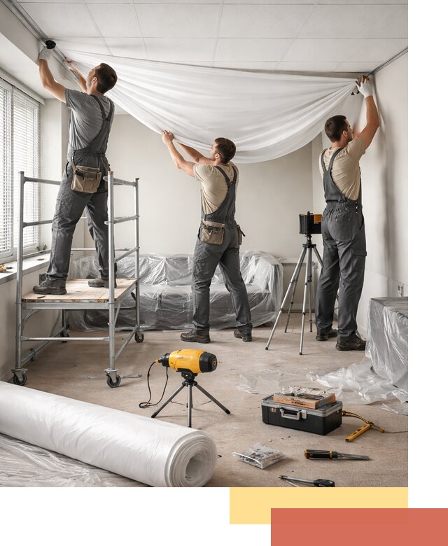 Монтаж натяжного потолка в офисе в Арсеньеве