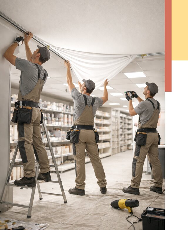 Монтаж натяжного потолка в магазине в Арсеньеве от 4626 руб. быстро и недорого | ОТДЕЛОЧНИК-Рсн