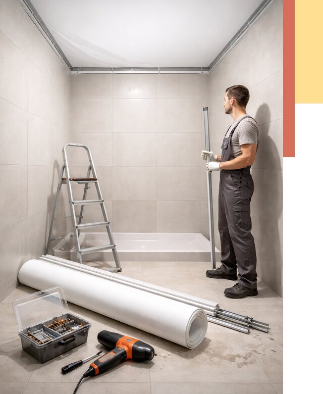 Монтаж натяжного потолка в санузле в Арсеньеве от 1902 руб. — ОТДЕЛОЧНИК-Рсн