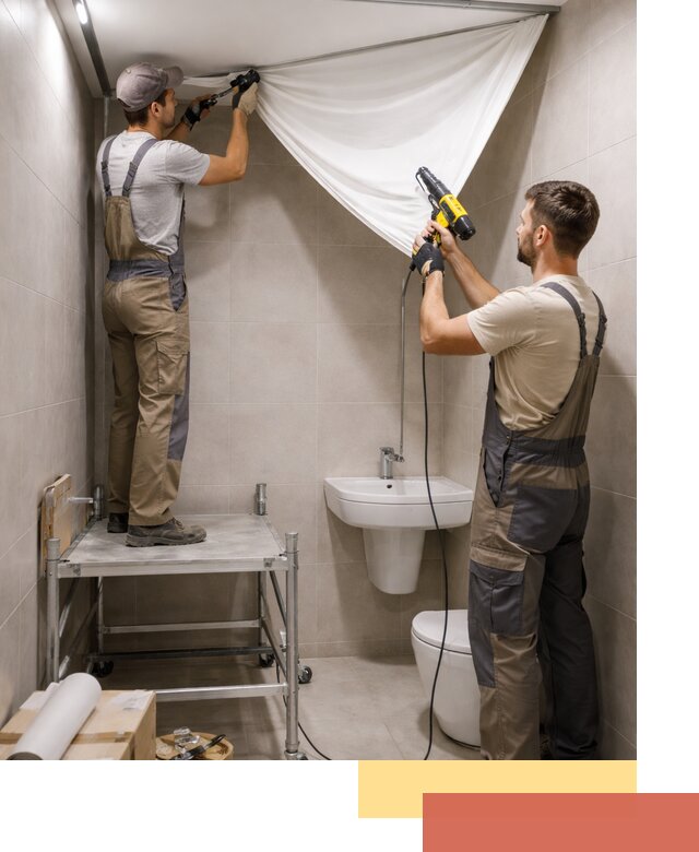 Монтаж натяжного потолка в санузле в Арсеньеве