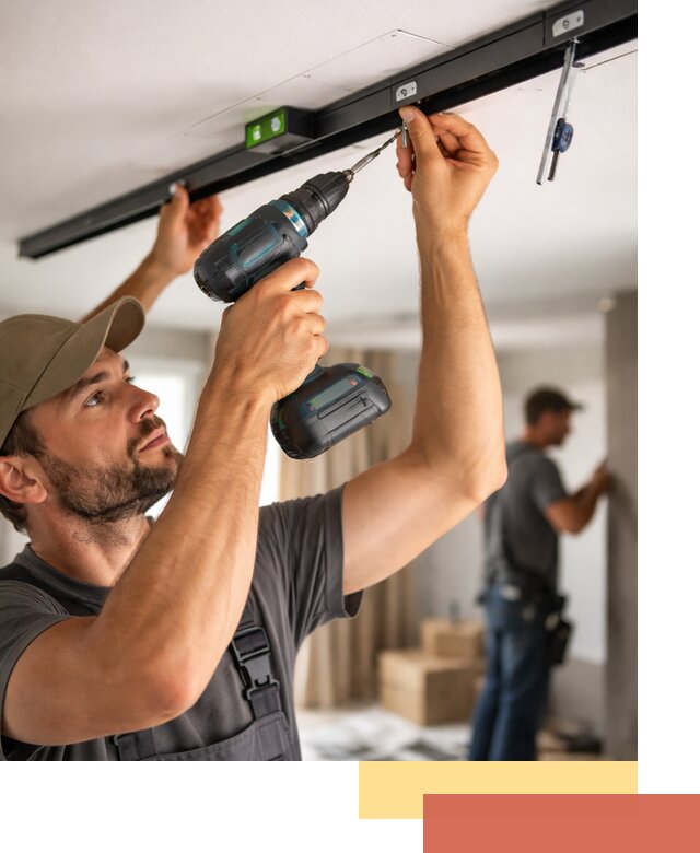 Установка трековых светильников в натяжной потолок в Арсеньеве