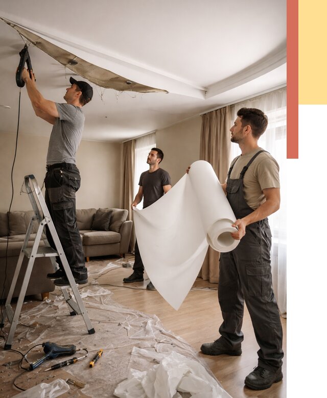 Замена полотна натяжного потолка в Арсеньеве от 9766 руб. быстро и недорого | ОТДЕЛОЧНИК-Рсн