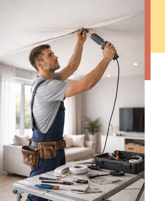 Ремонт натяжных потолков в Арсеньеве от 9766 руб. под ключ — ОТДЕЛОЧНИК-Рсн