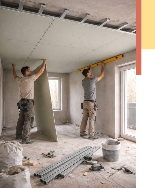 Одноуровневый потолок из гипсокартона в Арсеньеве от 771 руб. — монтаж под ключ | ОТДЕЛОЧНИК-Рсн