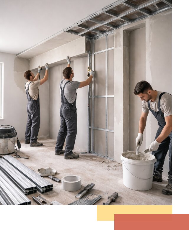 Монтаж потолка из гипсокартона с нишей в Арсеньеве