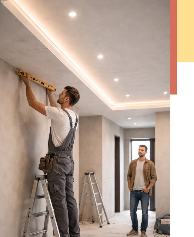 Потолок из гипсокартона с подсветкой в Арсеньеве от 771 руб./м2 под ключ | ОТДЕЛОЧНИК-Рсн