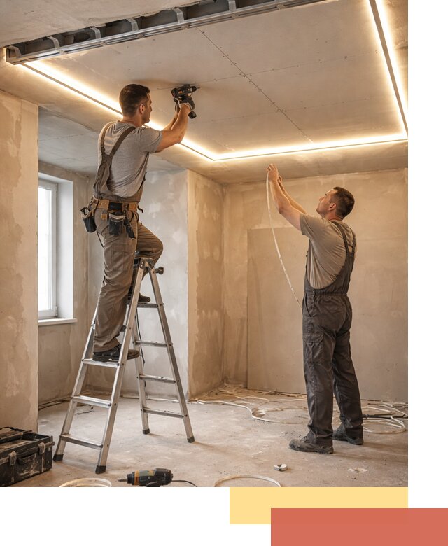 Потолок из гипсокартона с подсветкой в Арсеньеве