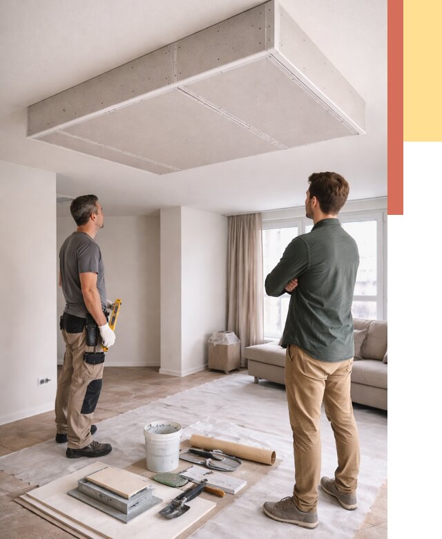 Короб на потолке из гипсокартона в Арсеньеве от 2262 руб. — монтаж и услуги под ключ | ОТДЕЛОЧНИК-Рсн