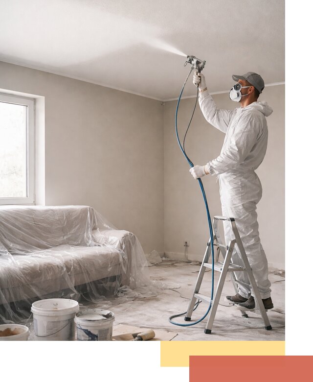 Покраска потолка краскопультом в Арсеньеве быстро и качественно