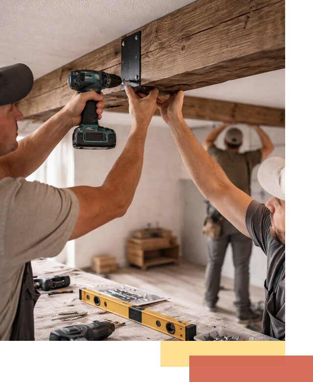 Монтаж декоративных потолочных балок в Арсеньеве